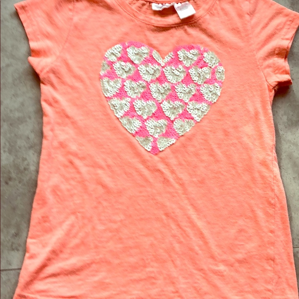 Salmon pink and white girls top